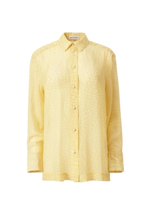 Mia Peculiar pearl-button crocodile-print shirt - Yellow