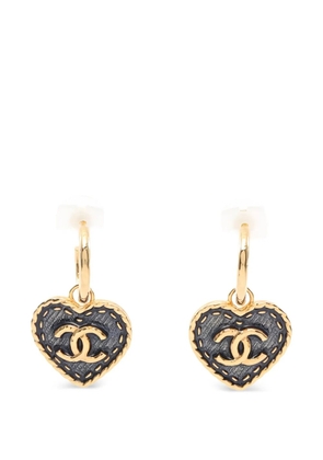 CHANEL Pre-Owned 1986 Coco Mark Heart Denim earrings - Gold