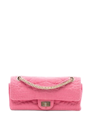 CHANEL Pre-Owned 2006-2008 Croc Quilted Jersey Reissue 2.55 East West Double Flap shoulder bag - Pink