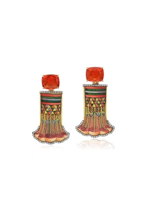 SILVIA FURMANOVICH 18K yellow gold Egyptian Column opal and diamond earrings