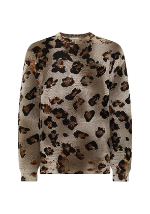 Laneus leopard print knitted jumper - Brown