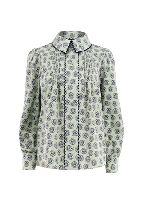 Hunter Bell James pleated bird-print shirt - Green