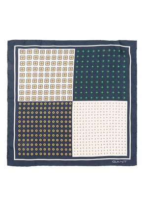 Gant patterned silk pocket square - White