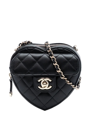 CHANEL Pre-Owned 2021 Mini Lambskin CC in Love Heart crossbody bag - Black