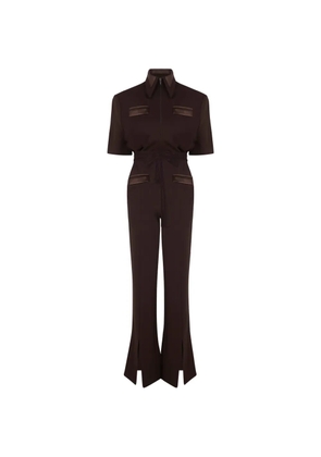 Violante Nessi Duse strong collar split jumpsuit - Brown