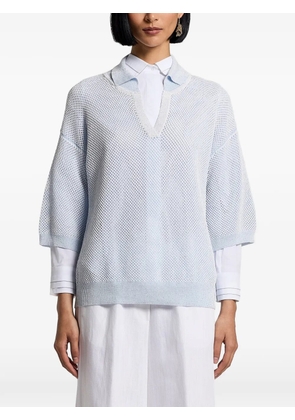 Peserico sequinned cotton yarn polo shirt - Blue