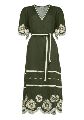 ERES Hortense floral-embroidered linen dress - Green