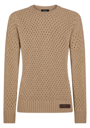 DSQUARED2 logo-patch pointelle-knit jumper - Neutrals