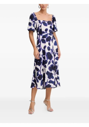 Morgan floral square-neck midi dress - White