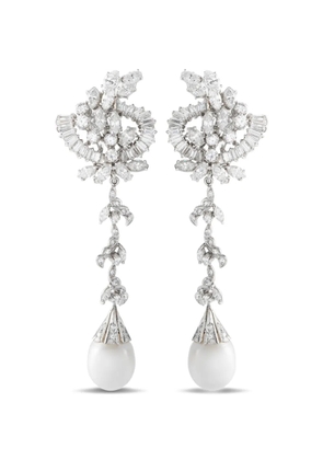 LB Exclusive diamond and pearl drop earrings - Silver