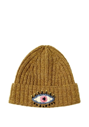 KAPITAL embroidered-eye knit beanie hat - Yellow