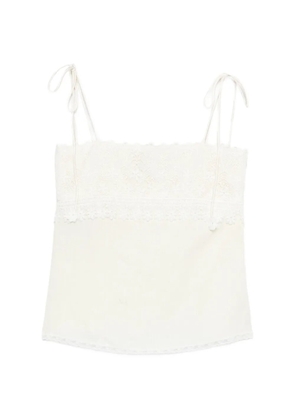 Valentino Garavani lace-detail tie-strap top - Neutrals