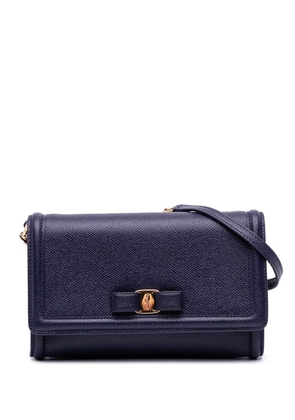 Ferragamo Pre-Owned 2000-2025 Leather Vara Bow Chain crossbody bag - Blue