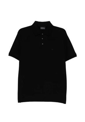 Emporio Armani logo-embroidered polo shirt - Black