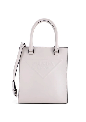 Prada Pre-Owned Logo Drill Tote Leather Mini crossbody bag - White