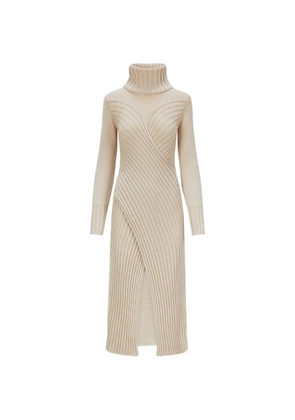 Violante Nessi Cecile turtleneck front-slit midi dress - Neutrals