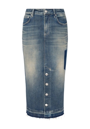 MOSCHINO JEANS raw-hem midi denim skirt - Blue