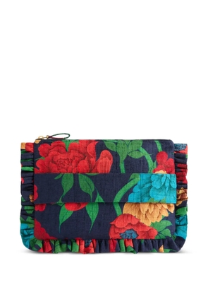 La DoubleJ ruffled floral print clutch bag - Blue