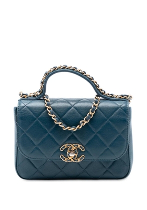 CHANEL Pre-Owned 2019 Small Quilted Calfskin Chain Infinity Top Handle Flap satchel - Blue