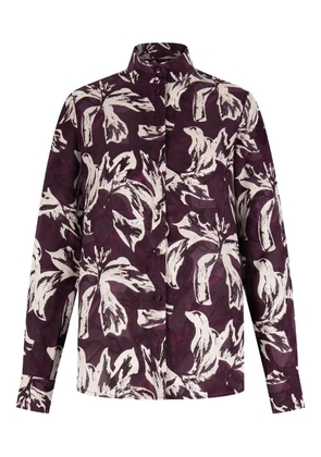 Shanghai Tang floral-print button-up shirt - Brown