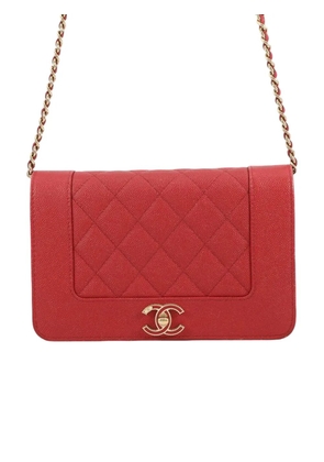 CHANEL Pre-Owned 2019 Quilted Caviar Mademoiselle Wallet on Chain crossbody bag - Red