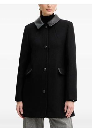 Morgan leather collar button coat - Black