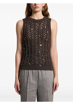 Peserico sequinned cotton top - Brown