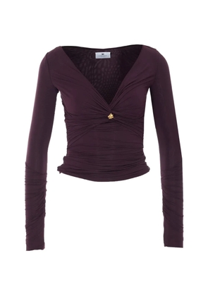 Elisabetta Franchi ring-detail ruched top - Brown