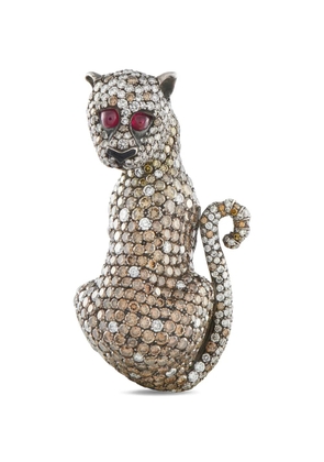 LB Exclusive diamond and ruby feline brooch - Gold