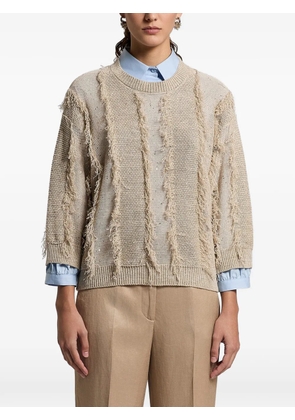 Peserico sequinned fringed sweater - Neutrals