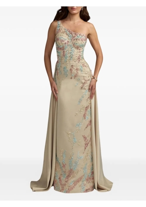 Mac Duggal one-shoulder maxi dress - Neutrals