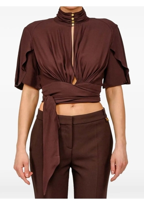 Elisabetta Franchi button-neck top - Brown