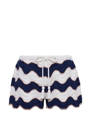 Cara Cara Aicha wave-stripe crochet shorts - White