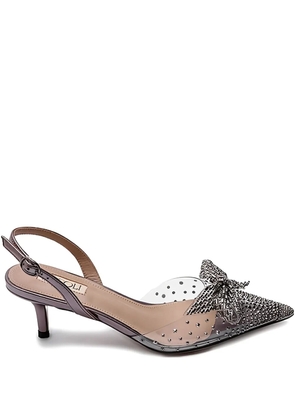 NICOLI 50mm Trudi crystal-embellished bow pumps - Grey