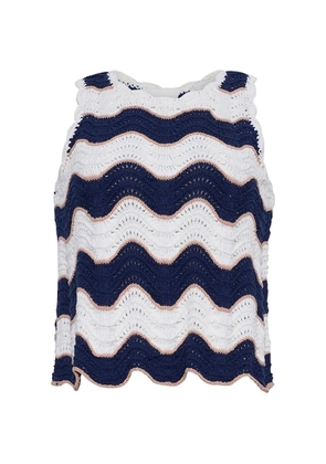 Cara Cara Casey stripe crochet top - White