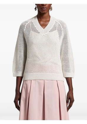 Peserico sequinnedV-neck open sweater - Neutrals