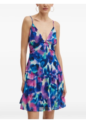 Morgan V-neck floral-print mini dress - Blue