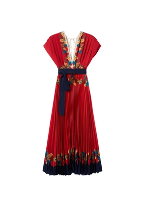 La DoubleJ floral print pleated dress - Red