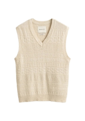 Gant textured V-neck knit vest - Neutrals