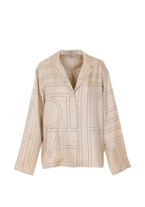 TOTEME monogram embroidered silk shirt - Neutrals