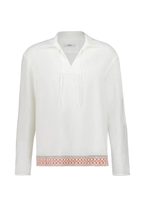 COMMAS crochet-trim tie shirt - White