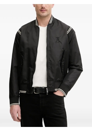 Armani Exchange striped-trim zip-up jacket - Black