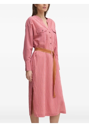 La Petite Française Reda striped chest-pocket midi shirt dress - Pink