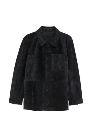 Yves Salomon button-fastening suede jacket - Blue