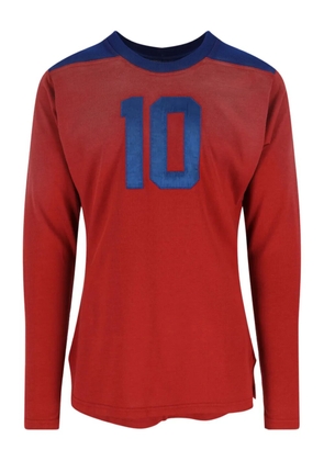 Maison Margiela number-appliqué long-sleeve T-shirt - Red
