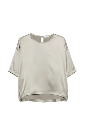 Brunello Cucinelli keyhole silk top - Grey
