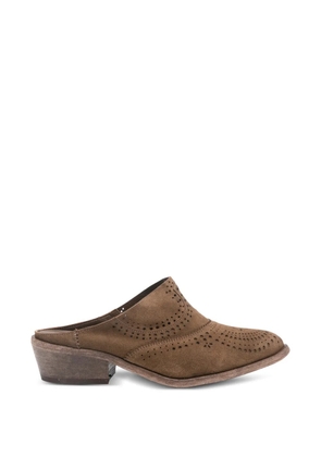 curiositè perforated leather mules - Brown