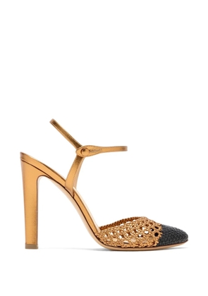 Francesco Russo woven t-strap pumps - Gold