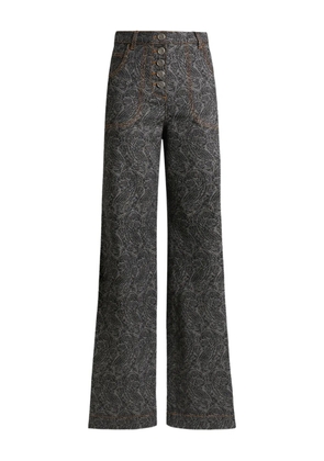 ETRO flared jacquard paisley jeans - Grey