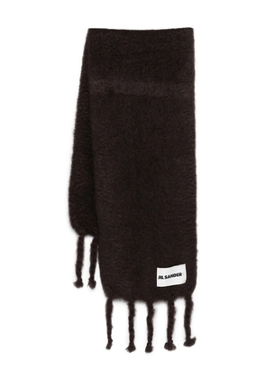 Jil Sander fringed wool scarf - Brown